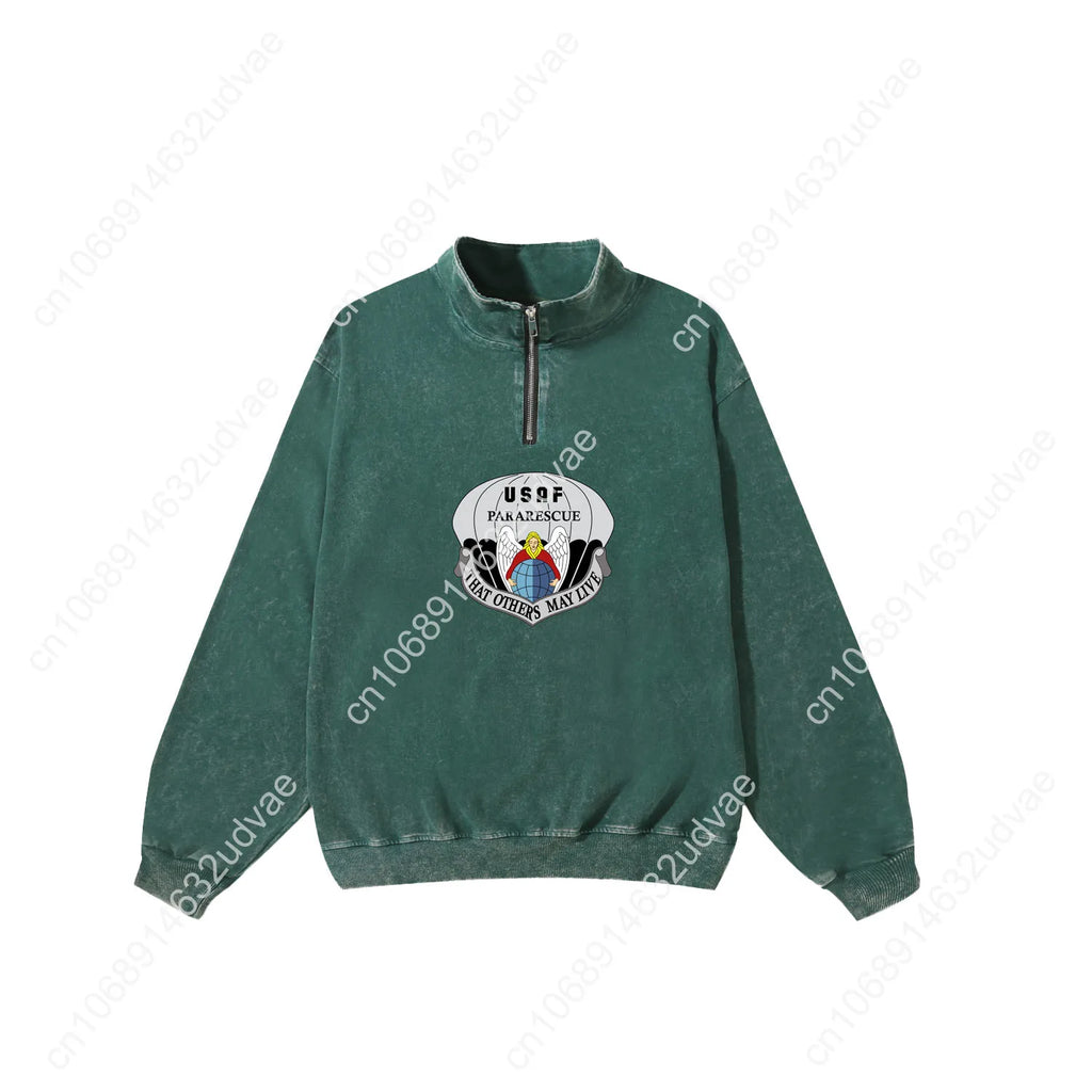 US Air Force Pararescue Retro Sweatshirt Man Woman Teenager Vintage Pullover Half Zipper Sweat Custom Made Tops Sleeved Tshirt