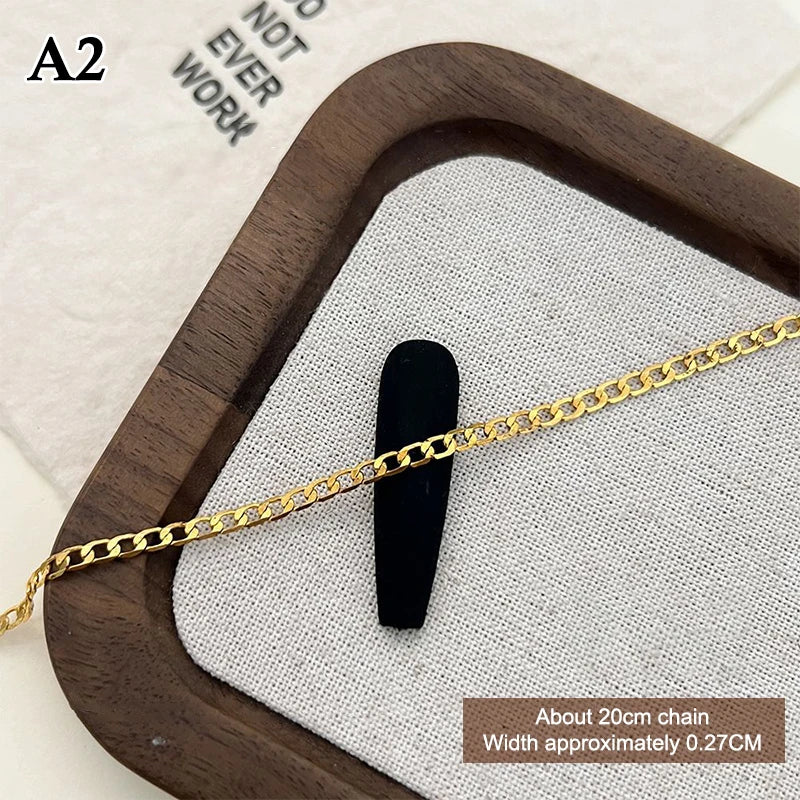 20/50cm Metal Chain Nail Art Rhinestone Gold/Silver Alloy Stud Nail Art Decorations Chains DIY Design Manicure Jewelry Accessory