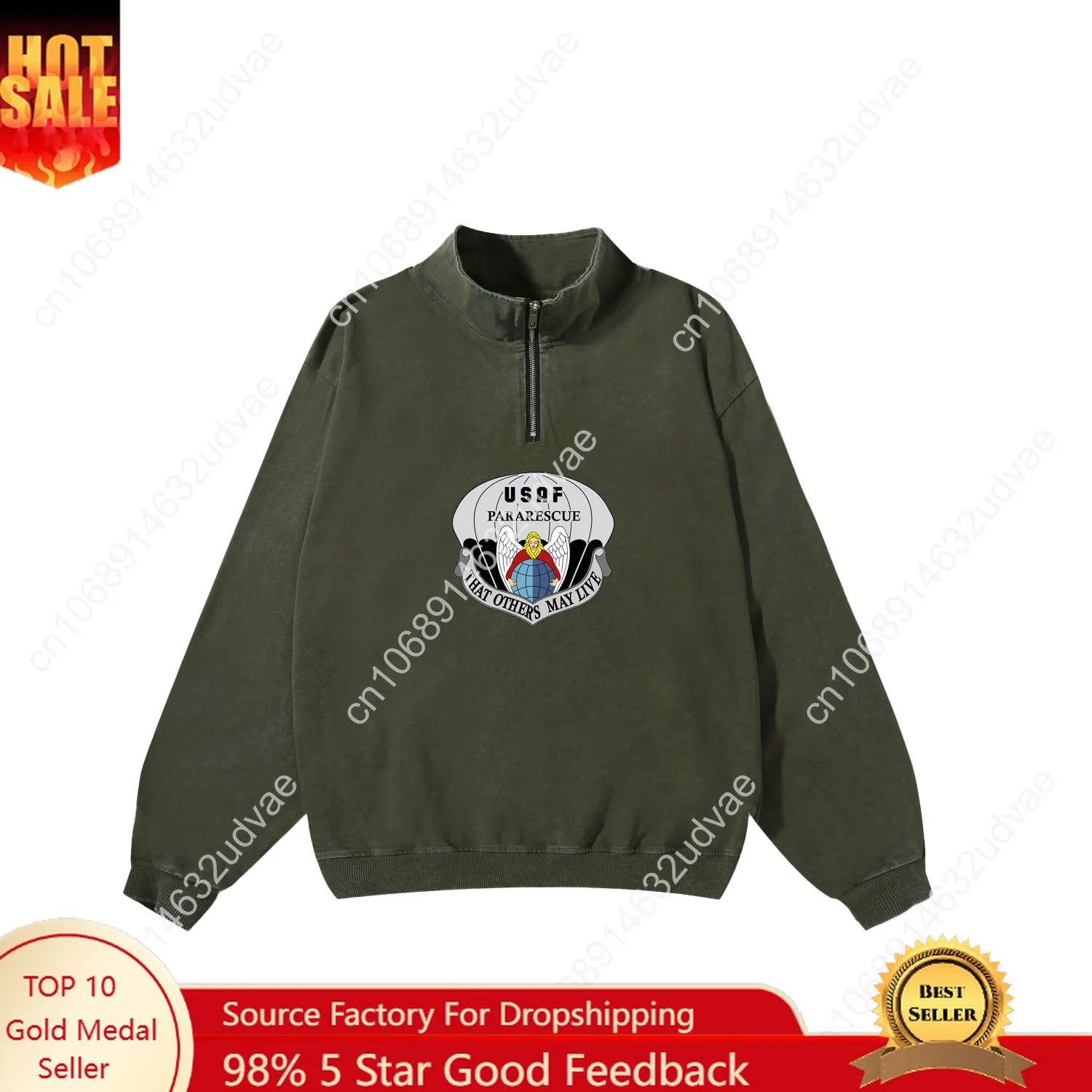 US Air Force Pararescue Retro Sweatshirt Man Woman Teenager Vintage Pullover Half Zipper Sweat Custom Made Tops Sleeved Tshirt