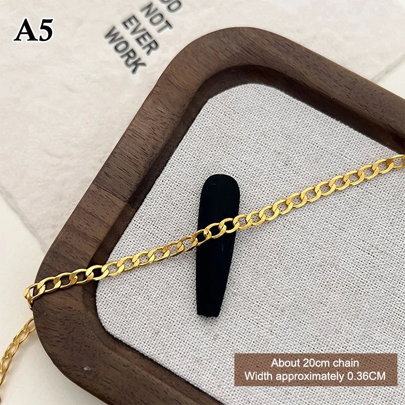 20/50cm Metal Chain Nail Art Rhinestone Gold/Silver Alloy Stud Nail Art Decorations Chains DIY Design Manicure Jewelry Accessory