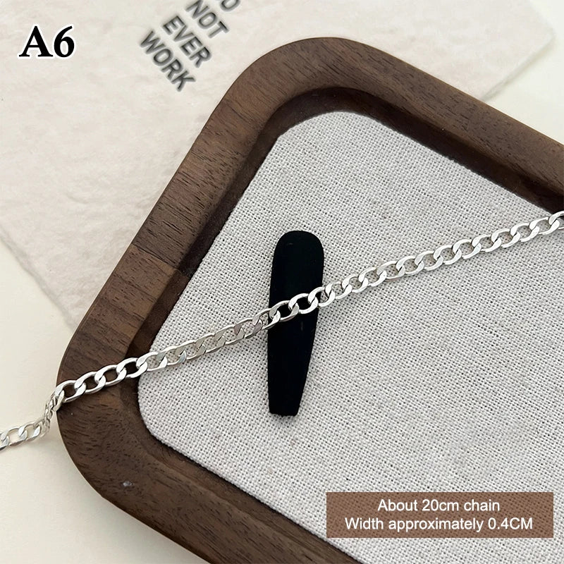 20/50cm Metal Chain Nail Art Rhinestone Gold/Silver Alloy Stud Nail Art Decorations Chains DIY Design Manicure Jewelry Accessory