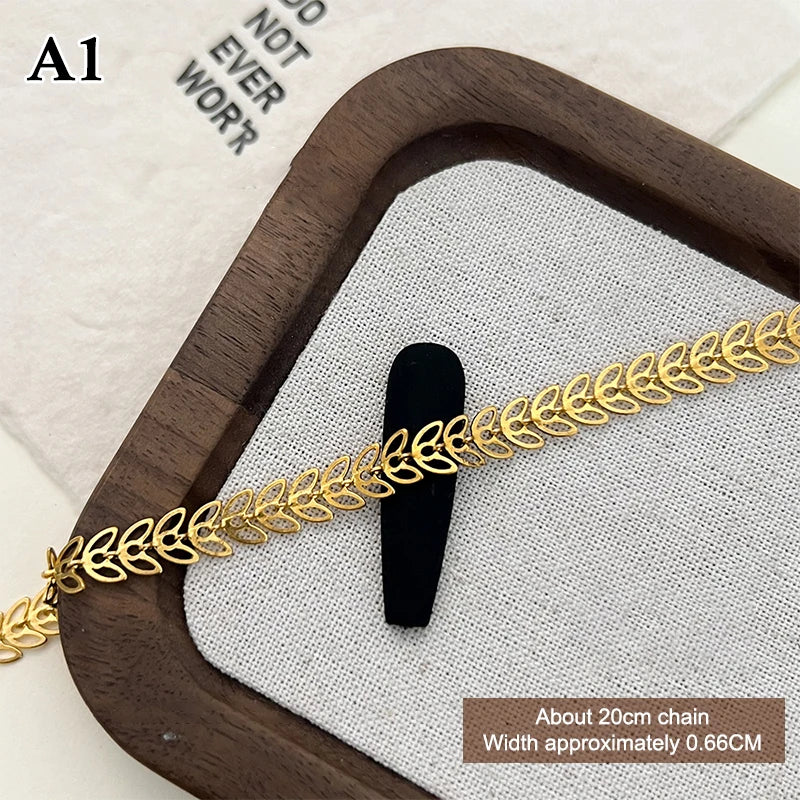 20/50cm Metal Chain Nail Art Rhinestone Gold/Silver Alloy Stud Nail Art Decorations Chains DIY Design Manicure Jewelry Accessory